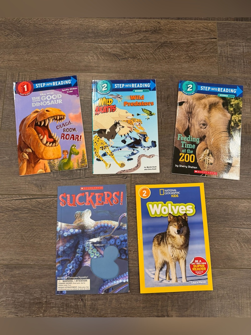 Bundle of 5 Kids Early Reader & Educational – Wild Kratts, Dinosaurs, Wolves etc